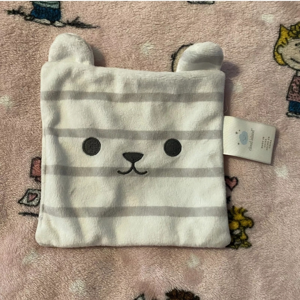 Cloud Island Crinkle Baby Paper Polar Bear Gray White Baby Toy 6x6 Square